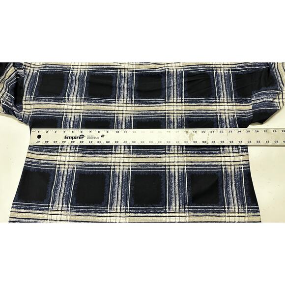 Maggie Max Women Boxy Top Plus 1X Blue Gray White Plaid Academia Preppy - Picture 9 of 10